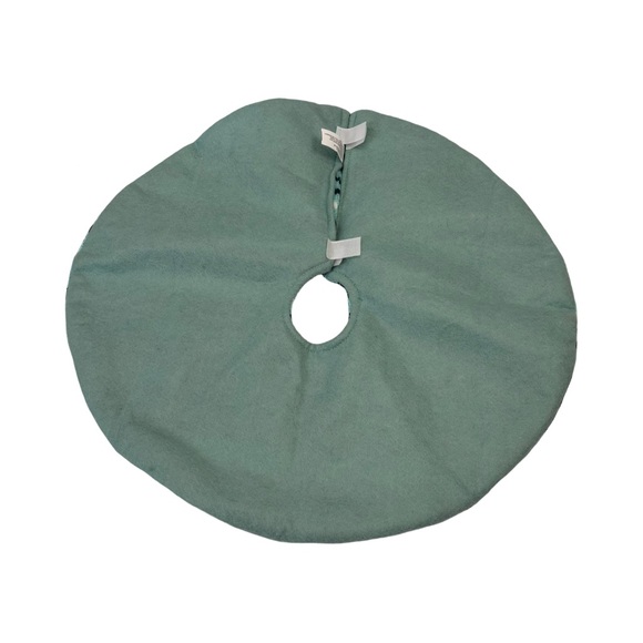 Norwegian Snowflake Knit Christmas Tabletop Tree Skirt Turquoise Teal Blue 18" - Picture 8 of 10